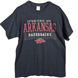 Razorbacks Shirt Mens Large Black Graphic Short Sleeve Arkansas Hogs Cotton